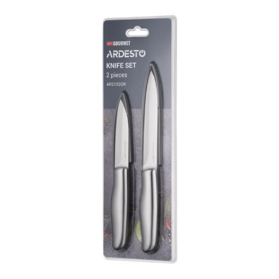 ARDESTO Knives Set Gemini Gourmet, 2pcs, stainless steel, plastic, grey