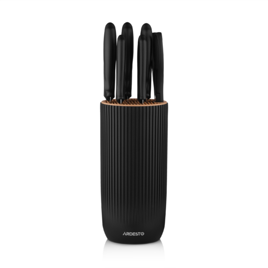 ARDESTO Knives Set with block Gemini, 7pcs, stainless steel, plastic, black
