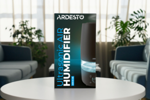 ARDESTO Зволожувач повітря ультразвуковий, 30м2, 4л, 280мл/г, електр. кер-ння, пульт ДК, верх. залив води, дисплей, чорний