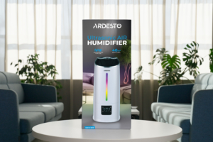 ARDESTO Увлажнитель воздуха ультразвуковой, 40м2, 6.5л, 390мл/ч, электр. управление, пульт ДУ, верх. залив воды, дисплей, белый