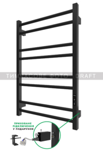 ARDESTO towel dryer electric Square-TR K, 770×530х80mm, timer-regulator, steel, black matte