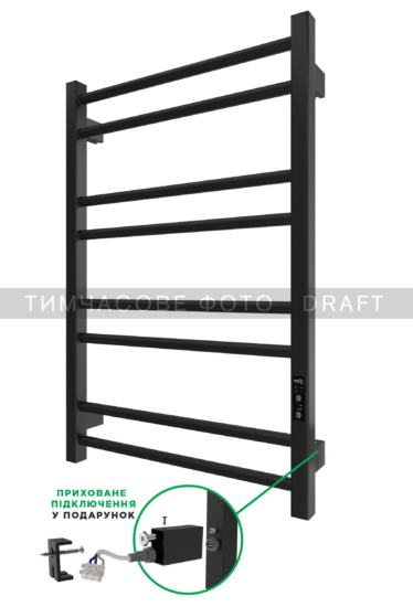 ARDESTO towel dryer electric Square-TR K, 770×530х80mm, timer-regulator, steel, black matte
