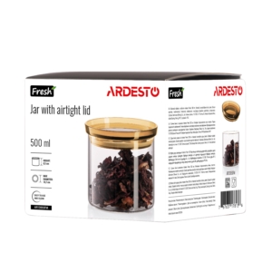 ARDESTO Банка для хранения Fresh 500мл, стекло, пластик, прозрачный