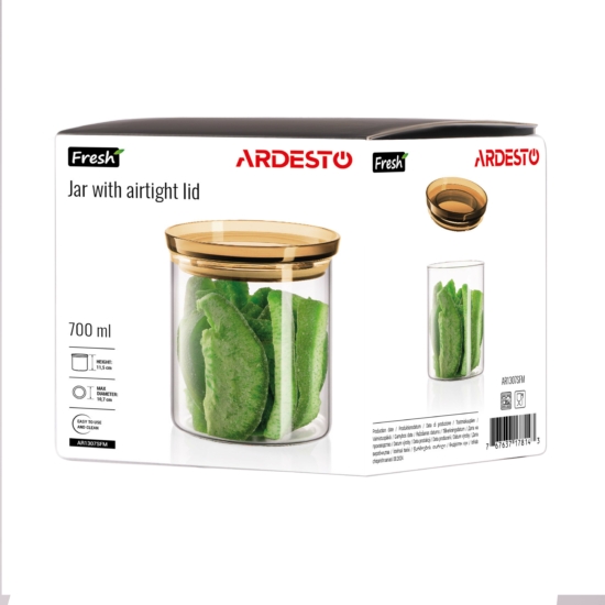 ARDESTO Банка для хранения Fresh 700мл, стекло, пластик, прозрачный