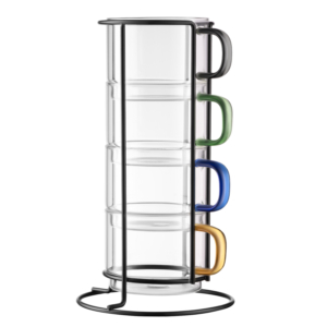 ARDESTO Set of cups 350ml, 4pcs, borosilicate glass, transparent