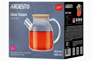 ARDESTO Заварник Gemini 600мл, боросиликатное стекло, бамбук, прозрачный