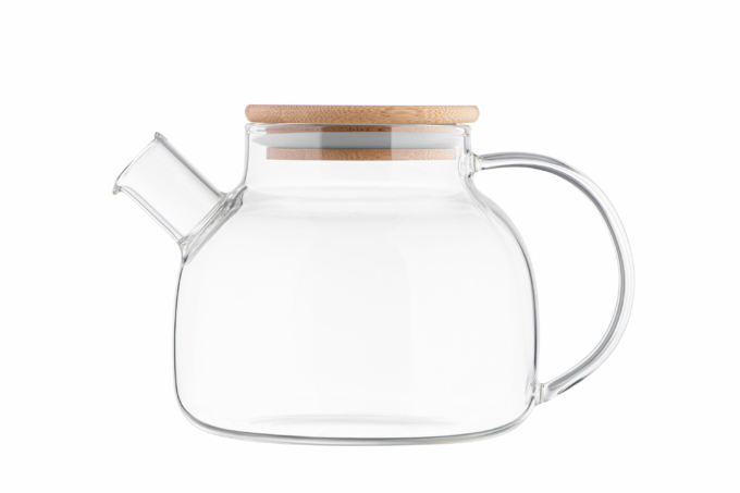ARDESTO Teapot Gemini 1000ml, borosilicate glass, bamboo, transparent