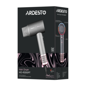 ARDESTO Фен Pink Touch, 1600Вт, 2 скорости, 3 темп.режима, ионизация, диффузор, магнитные насадки, серый+розовый