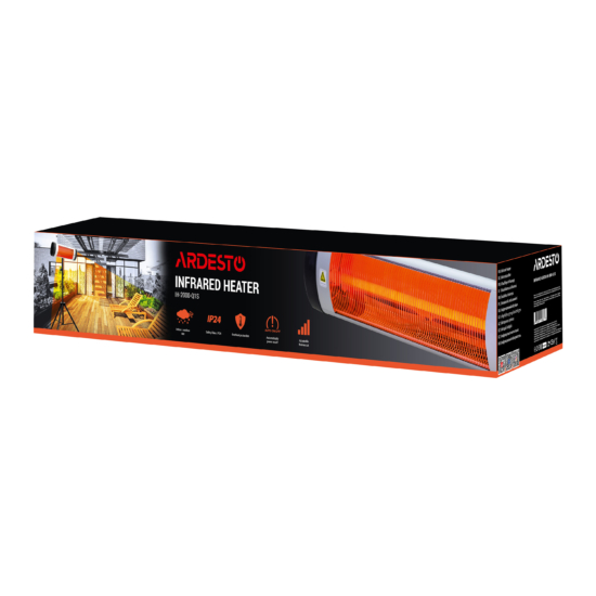 ARDESTO Infrared heater quartz, 9m2, 2000w, mechanical control, grey/black