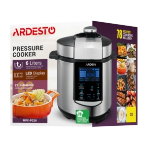 ARDESTO Мультиварка-скороварка MPC-P226, 900Вт, чаша-6л, электронное управл., книга рецептов, нерж. сталь+пластик, серебристая