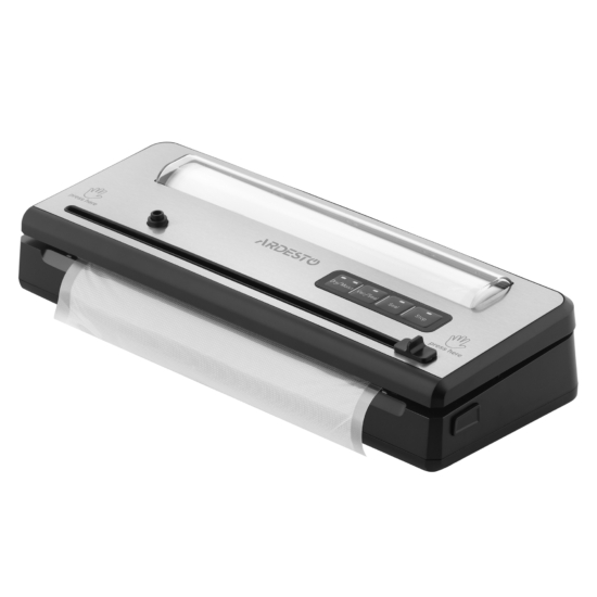 ARDESTO Vacuum Sealer for rolls and packages, 110W, 28сm, electronic control, +1 roll, plastic+ inox, silver