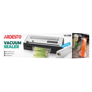 ARDESTO Vacuum Sealer for rolls and packages, 110W, 28сm, electronic control, +1 roll, plastic+ inox, silver