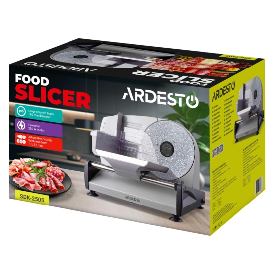 ARDESTO Slicer, 250W, blade-stainless steel, diameter of the knife-190мм, corps- iron/plastic, grey-black