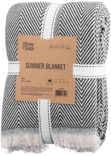 Плед Ardesto Summer 190×220см, 100% бавовна, чорнийПлед Summer 190×220см, 100% бавовна, чорний