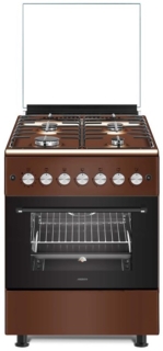Cooker Ardesto gas, 58L, 60x60cm, glass lid, electric ignition, lighting, timer, thermometer, drop-down drawer, LPG conversion set (gas cylinder connection), brown