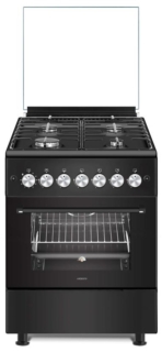 Cooker Ardesto gas, 58L, 60x60cm, glass lid, electric ignition, lighting, timer, thermometer, coffee adapter, drop-down drawer, LPG conversion set (gas cylinder connection), black
