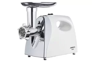 ARDESTO Meat grinder, 1800W, prod.-2kg/min, 3 cutting plates+for sausag.plates, tomato juicer, plastik, white-silver