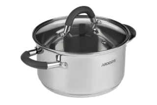 ARDESTO Casserole Gemini Salerno, glass lid, 2.3 l, gray silicone handles, stainless steel