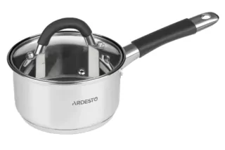 ARDESTO Stew Gemini[Saucepan Gemini Salerno, glass lid, 1.6 l, gray handles with silicone, stainless steel]