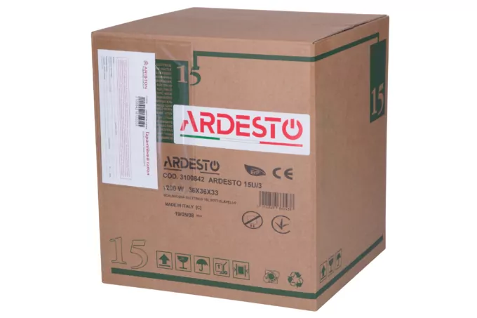 ARDESTO Electric water heater compact, 15L, 1,2kW, mounting under the sink, mechanical control, B, Italy, white-grey