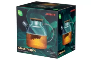 ARDESTO Teapot Midori, 1500ml, borosilicate glass, bamboo, transparent