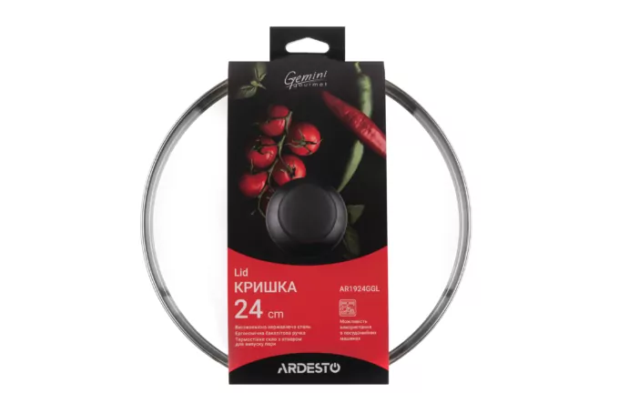 ARDESTO Lid Gemini Gourmet 24 cm, glass, stainless steel, bakelite