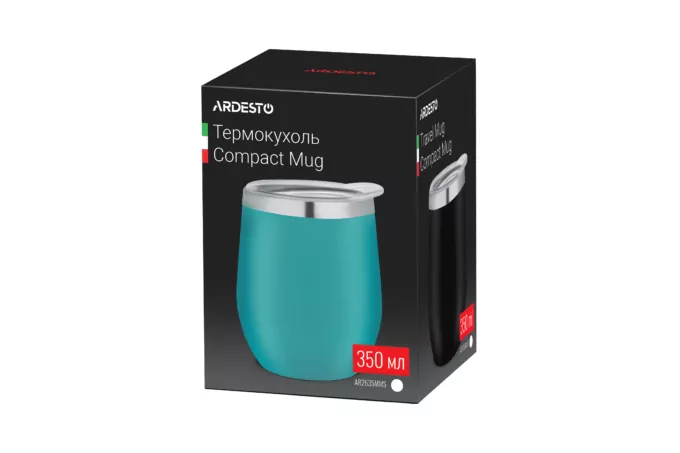 ARDESTO Термочашка Compact Mug 350 мл, голубой, нержавеющая сталь