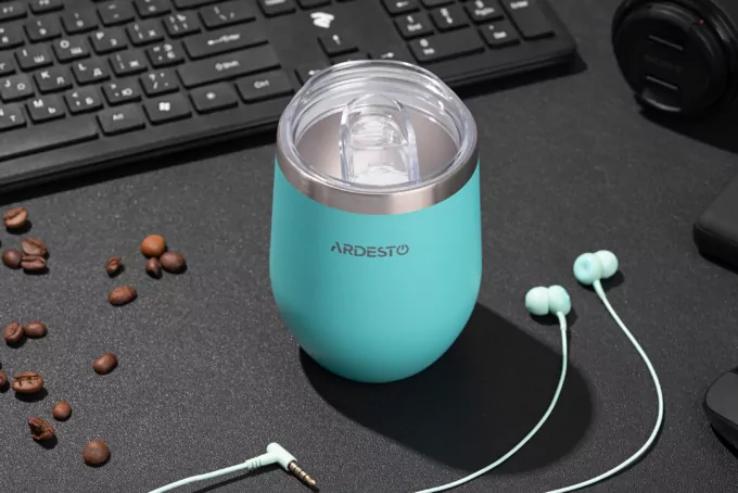 ARDESTO Термочашка Compact Mug 350 мл, голубой, нержавеющая сталь