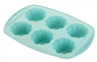 ARDESTO Muffin pan Tasty baking, blue, 30х21х4cm, 6pcs, silicone, gray-blue