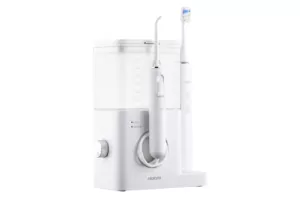 ARDESTO Irrigator portable+toothbrush electric, cup 600 ml, 3 nozzles, white