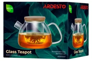 ARDESTO Заварник, 1000мл, боросиликатное стекло, бамбук, прозрачный