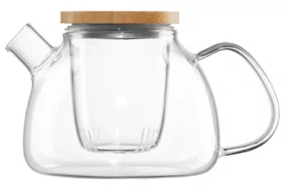 ARDESTO Teapot, 1000ml, borosilicate glass, bamboo, transparent