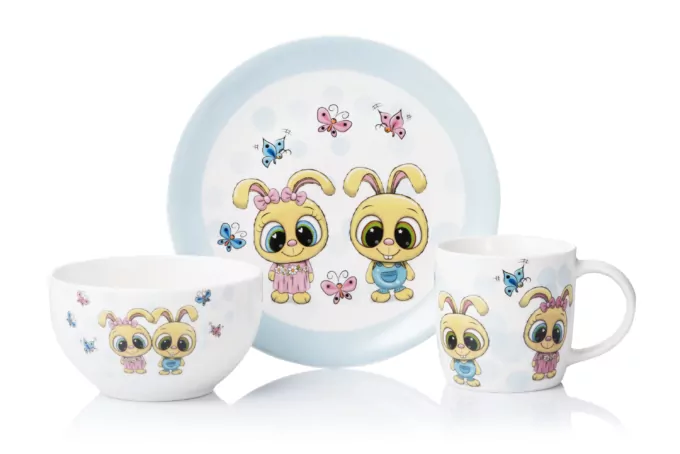 ARDESTO Набір дитячого посуду Bunnies, 3 предмети, порцеляна
