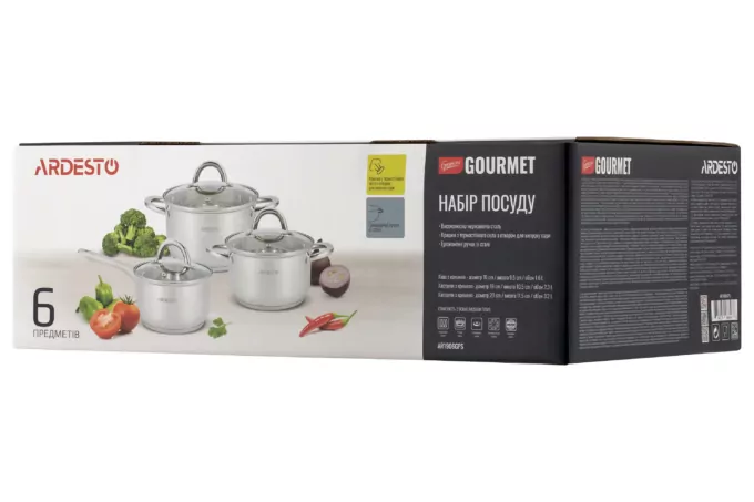 ARDESTO Cookware set Gemini Gourmet Andria, 6 pcs., stainless steel