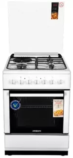 ARDESTO Cooker combined 3 gas + 1 electrical, 64L, 60x60cm, lamp, LPG conversion set (gas cylinder connection), wire rack system, white