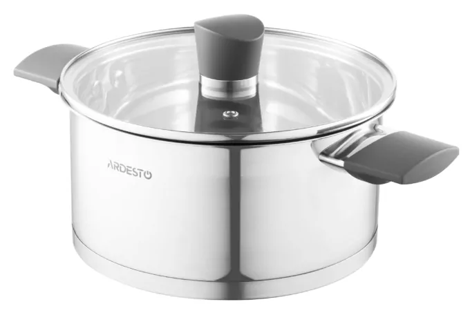 ARDESTO Casserole Gemini, glass lid, 3 l, stainless steel