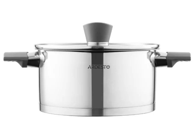 ARDESTO Casserole Gemini, glass lid, 3 l, stainless steel