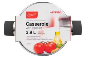 ARDESTO Кастрюля Gemini, стеклянная крышка, 3.9 л, нержавеющая сталь