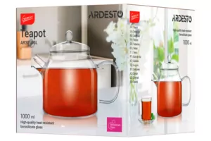 ARDESTO Tea pot, 1000 ml, borosilicate glass