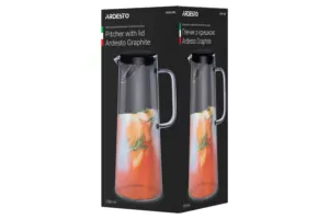 ARDESTO Pitcher Graphite with lid, 1350 ml, borosilicate glass