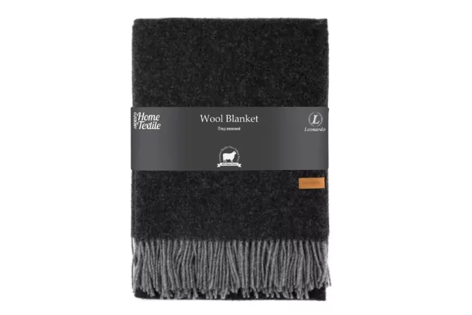 ARDESTO Blanket Leonardo Doubleface, 140x200cm, 100% wool, dark grey-grey