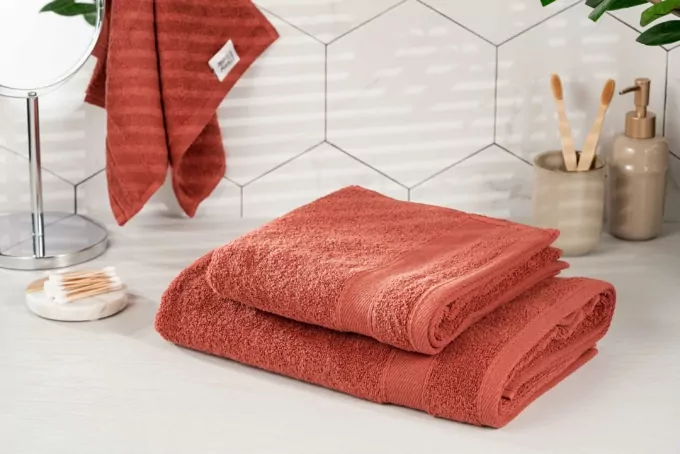 ARDESTO Terry towel SuperSoft, terracotta, 70x140cm, 100% cotton