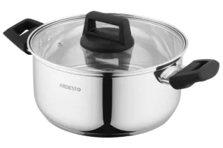 ARDESTO Casserole Gemini, glass lid, 3.8 l, stainless steel