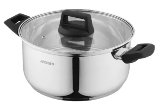 ARDESTO Casserole Gemini, glass lid, 5.1 l, stainless steel