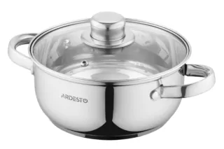 ARDESTO Casserole Gemini Gourmet, glass lid, 1.8 l, stainless steel