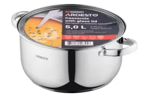 ARDESTO Кастрюля Gemini Gourmet, стеклянная крышка, 5 л, нержавеющая сталь