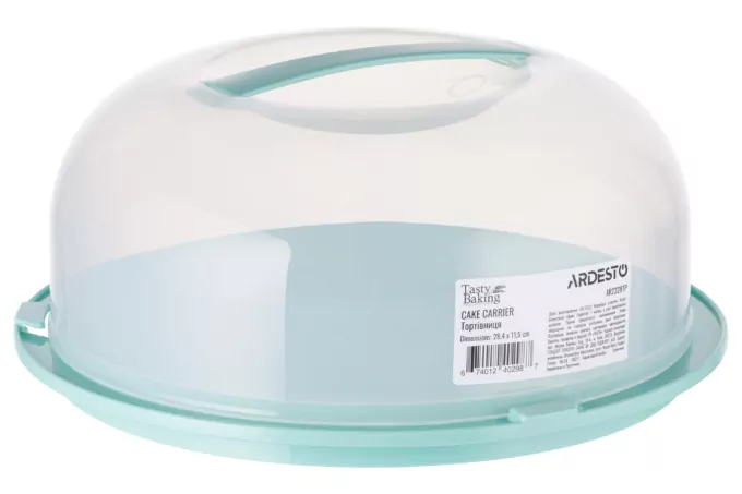 ARDESTO Cake carrier Tasty baking with lid, 28.4*11.5cm, tiffany blue