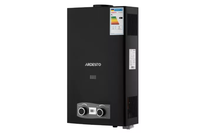 ARDESTO X2 gas column, 10 l/min, 20 kW, battery ignition, display, black