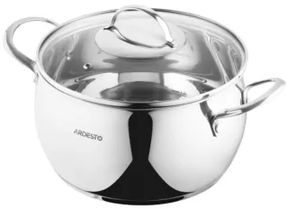 ARDESTO Casserole Gemini, glass lid, 5 l, stainless steel