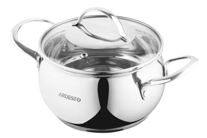 ARDESTO Casserole Gemini, glass lid, 2.2 l, stainless steel